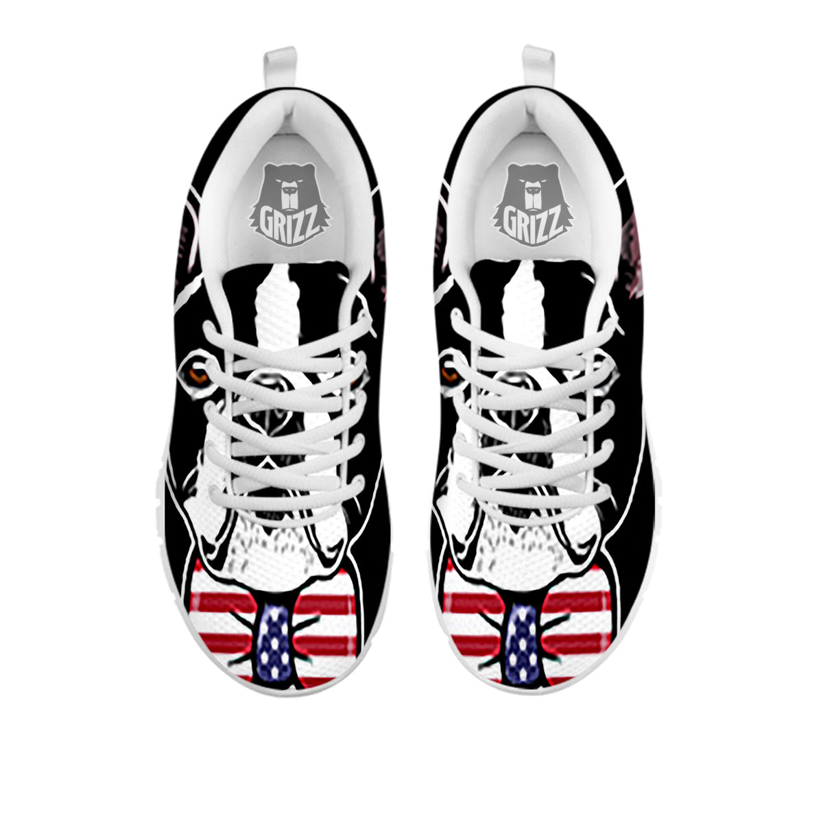 Puppy Faces Boston Terrier Print White Sneaker-grizzshop