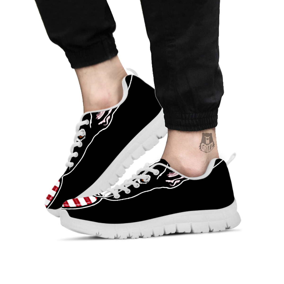Puppy Faces Boston Terrier Print White Sneaker-grizzshop