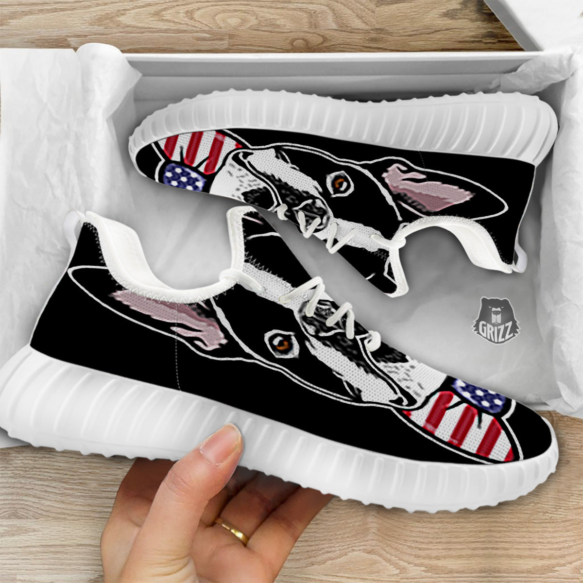 Puppy Faces Boston Terrier Print White Walking Shoes-grizzshop