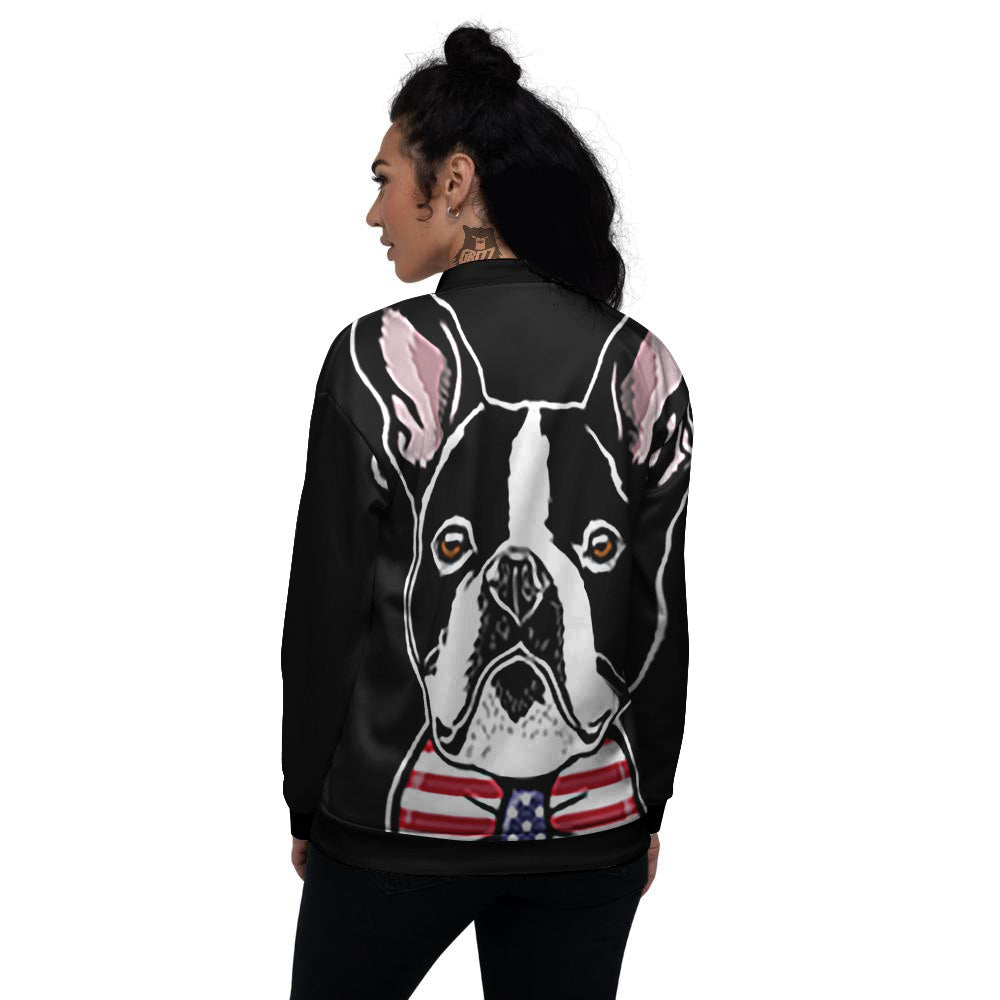 Puppy Faces Boston Terrier Print Women's Bomber Jacket-grizzshop