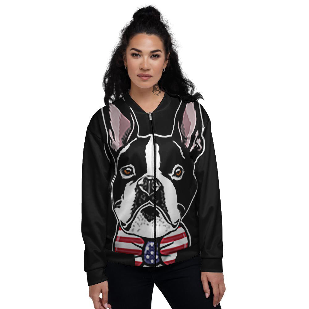 Puppy Faces Boston Terrier Print Women's Bomber Jacket-grizzshop