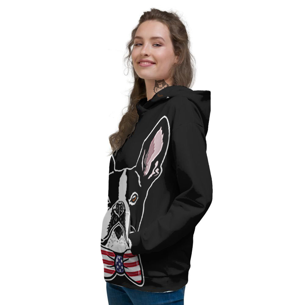 Puppy Faces Boston Terrier Print Women's Hoodie-grizzshop
