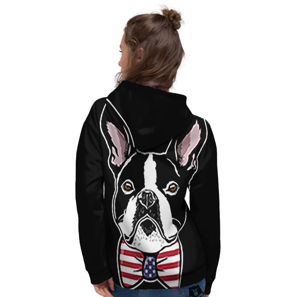 Puppy Faces Boston Terrier Print Women's Hoodie-grizzshop