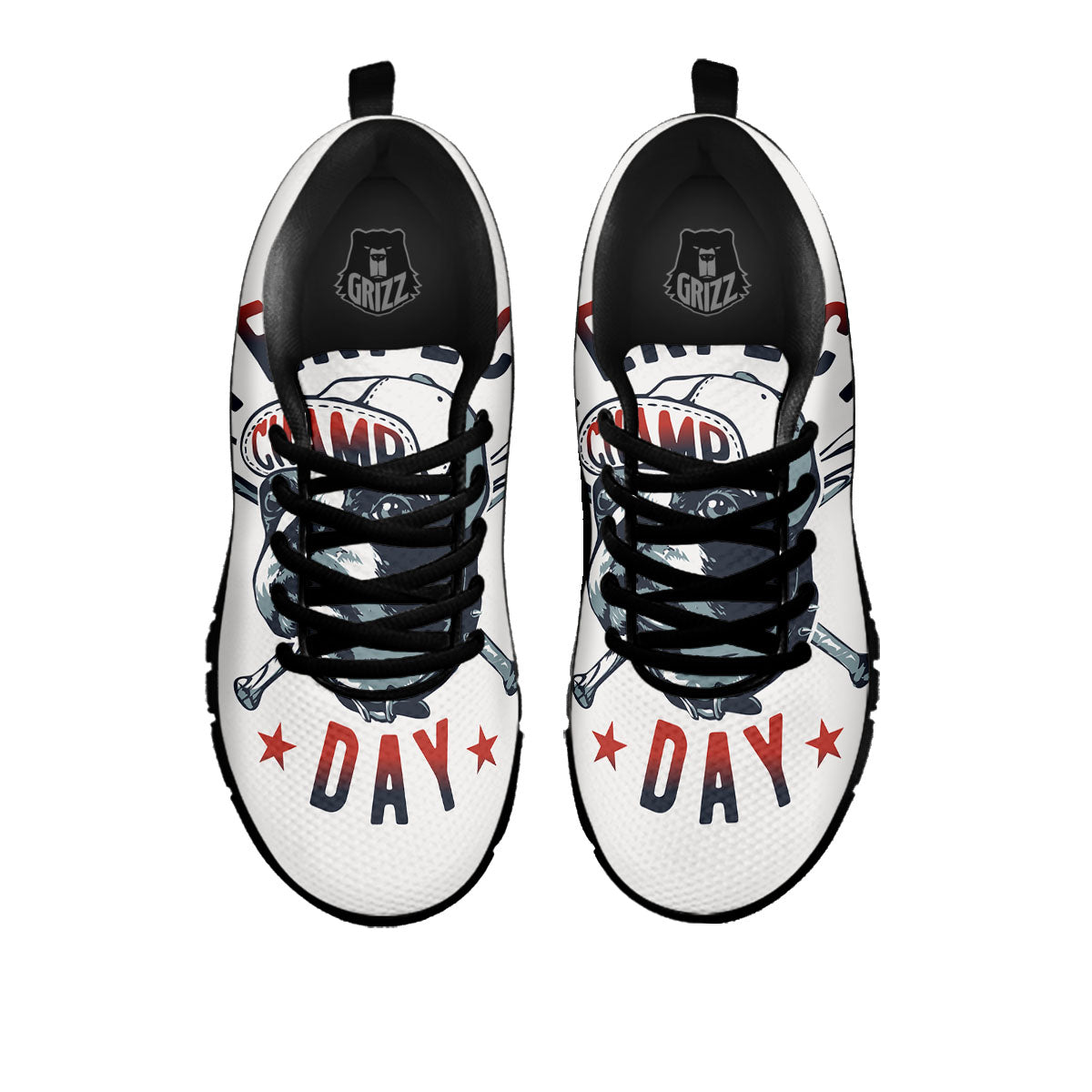 Puppy French Bulldog And Baseball Print Black Sneaker-grizzshop