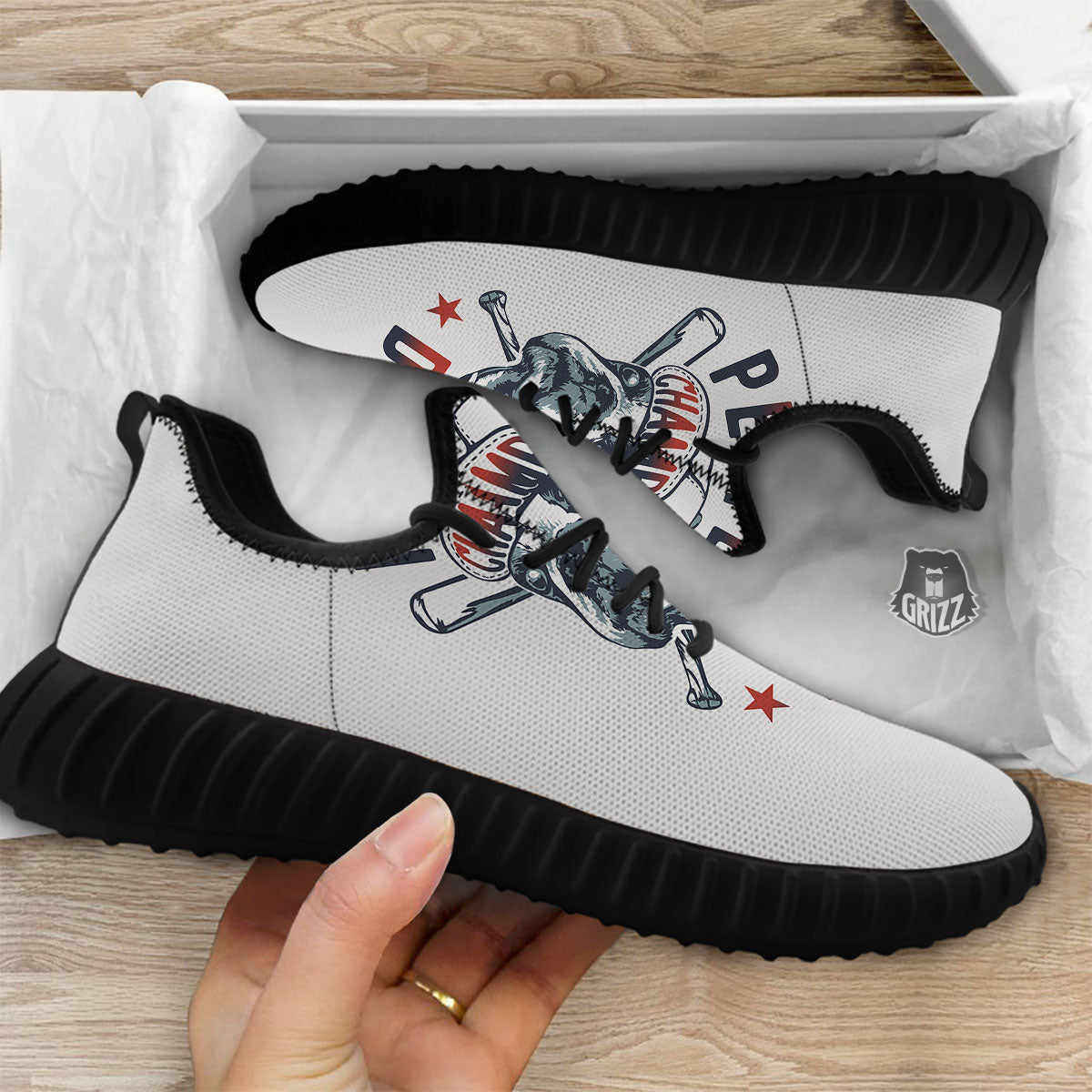 Puppy French Bulldog And Baseball Print Black Walking Shoes-grizzshop