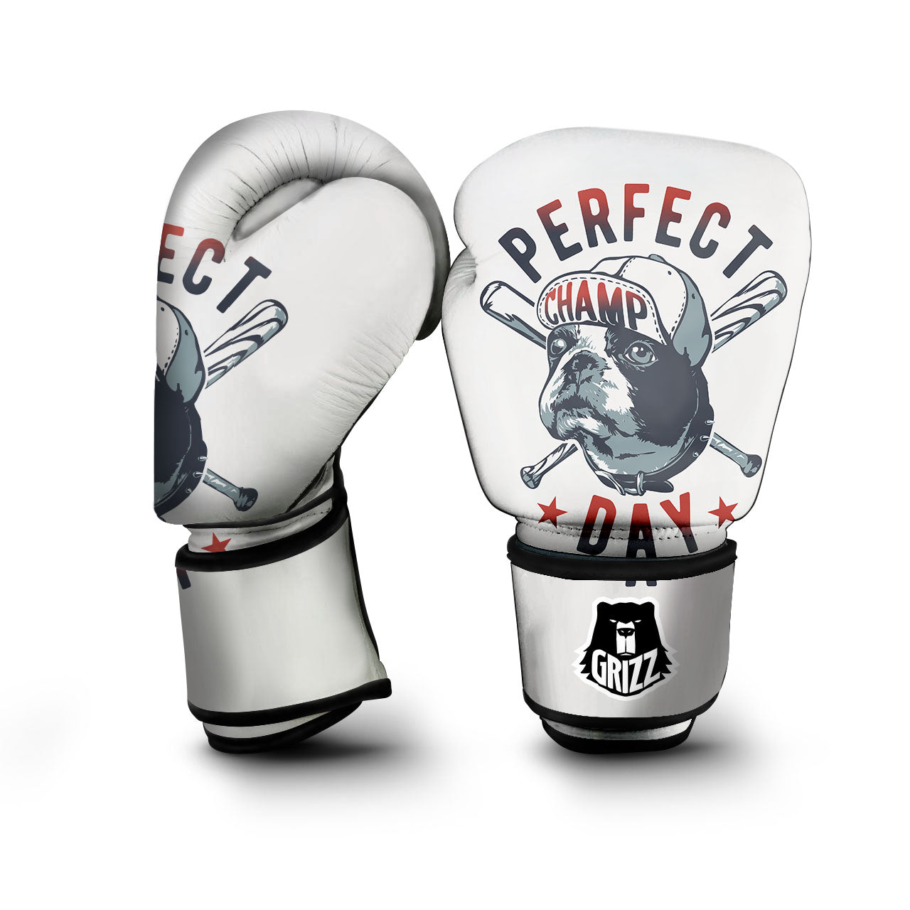Puppy French Bulldog And Baseball Print Boxing Gloves-grizzshop