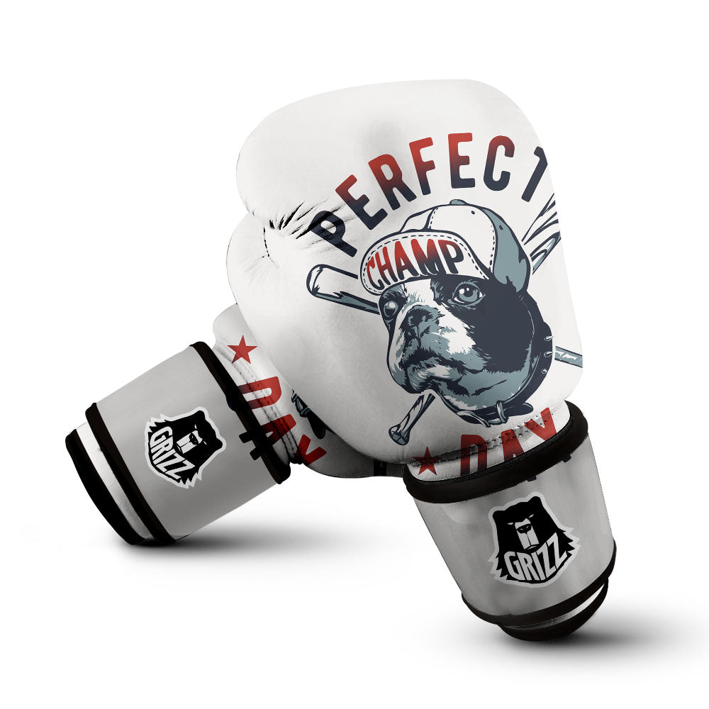 Puppy French Bulldog And Baseball Print Boxing Gloves-grizzshop