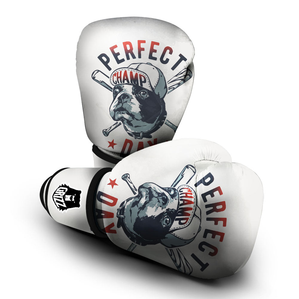 Puppy French Bulldog And Baseball Print Boxing Gloves-grizzshop