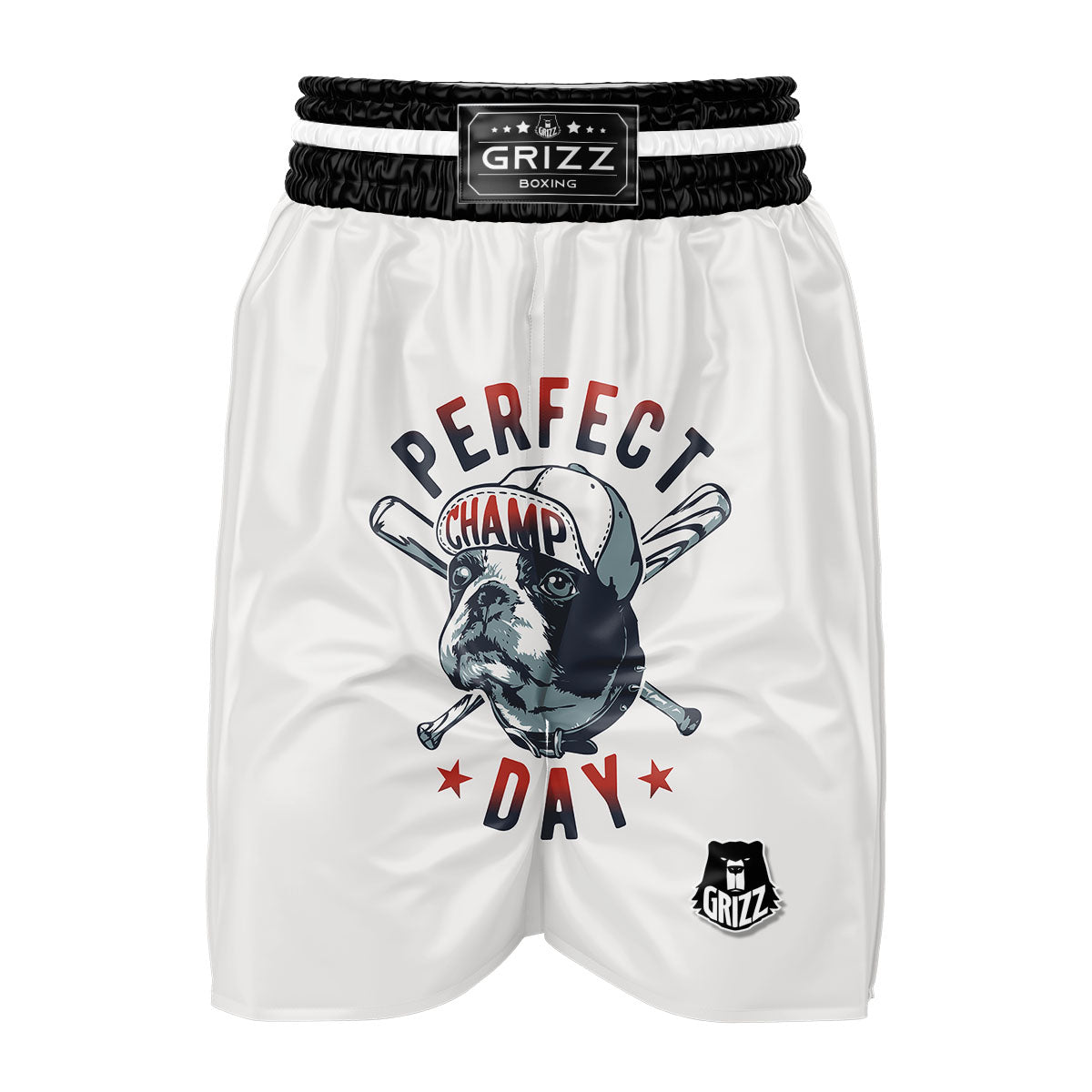 Puppy French Bulldog And Baseball Print Boxing Shorts-grizzshop