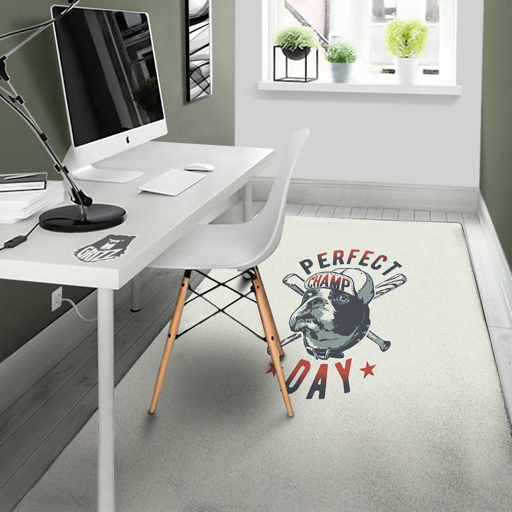 Puppy French Bulldog And Baseball Print Floor Mat-grizzshop