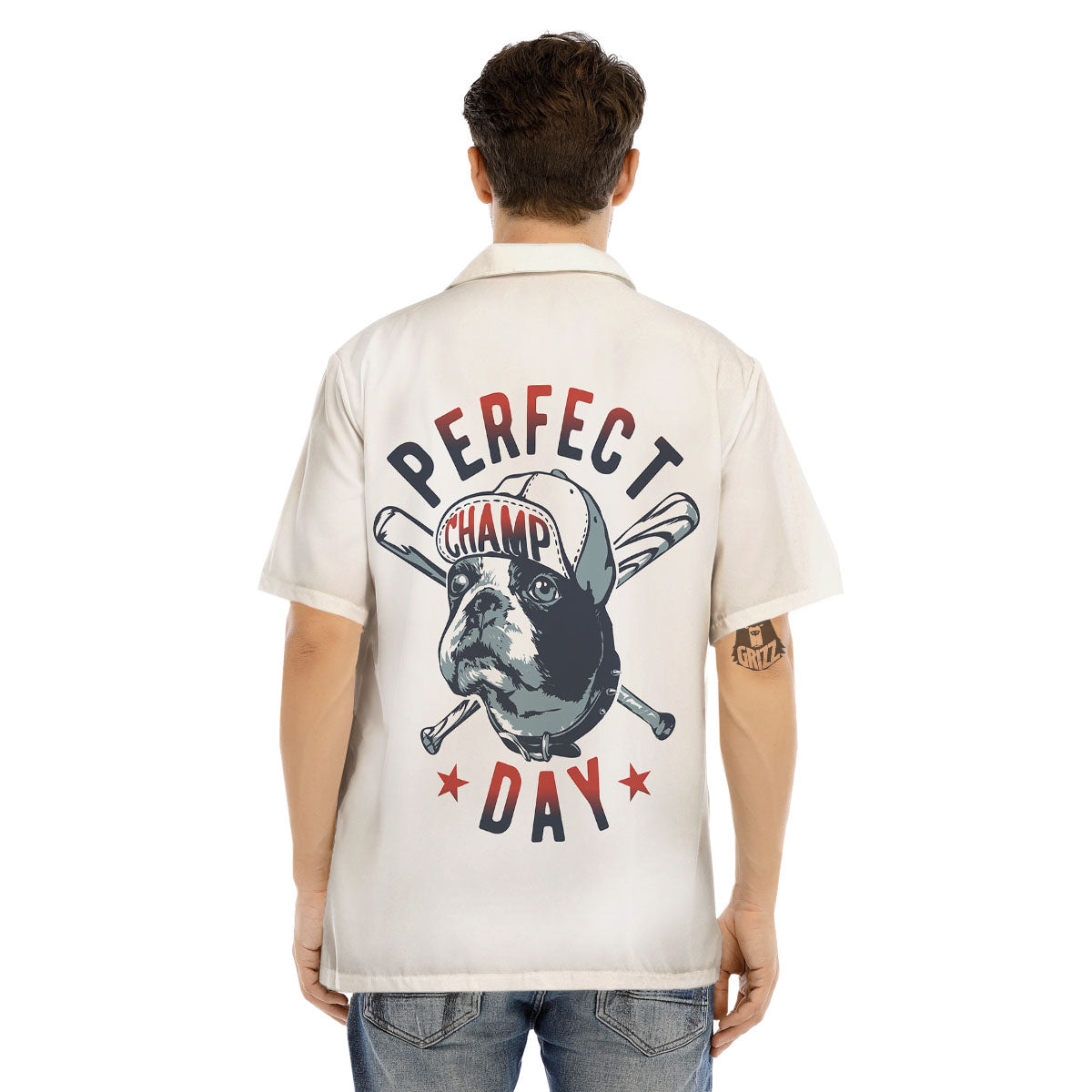 Puppy French Bulldog And Baseball Print Men's Hawaiian Shirt-grizzshop