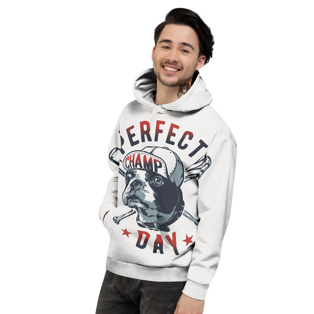 Puppy French Bulldog And Baseball Print Men's Hoodie-grizzshop