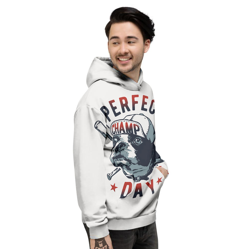 Puppy French Bulldog And Baseball Print Men's Hoodie-grizzshop