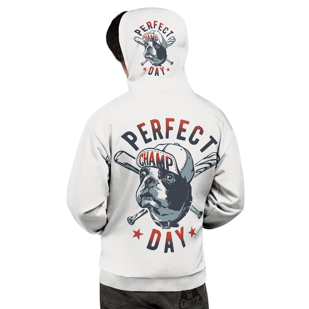 Puppy French Bulldog And Baseball Print Men's Hoodie-grizzshop
