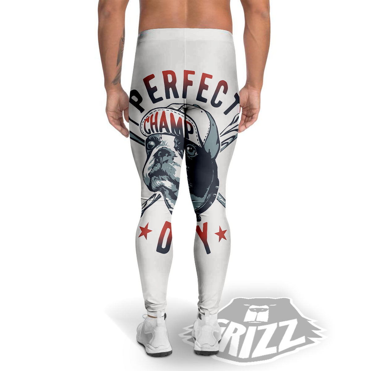 Puppy French Bulldog And Baseball Print Men's Leggings-grizzshop
