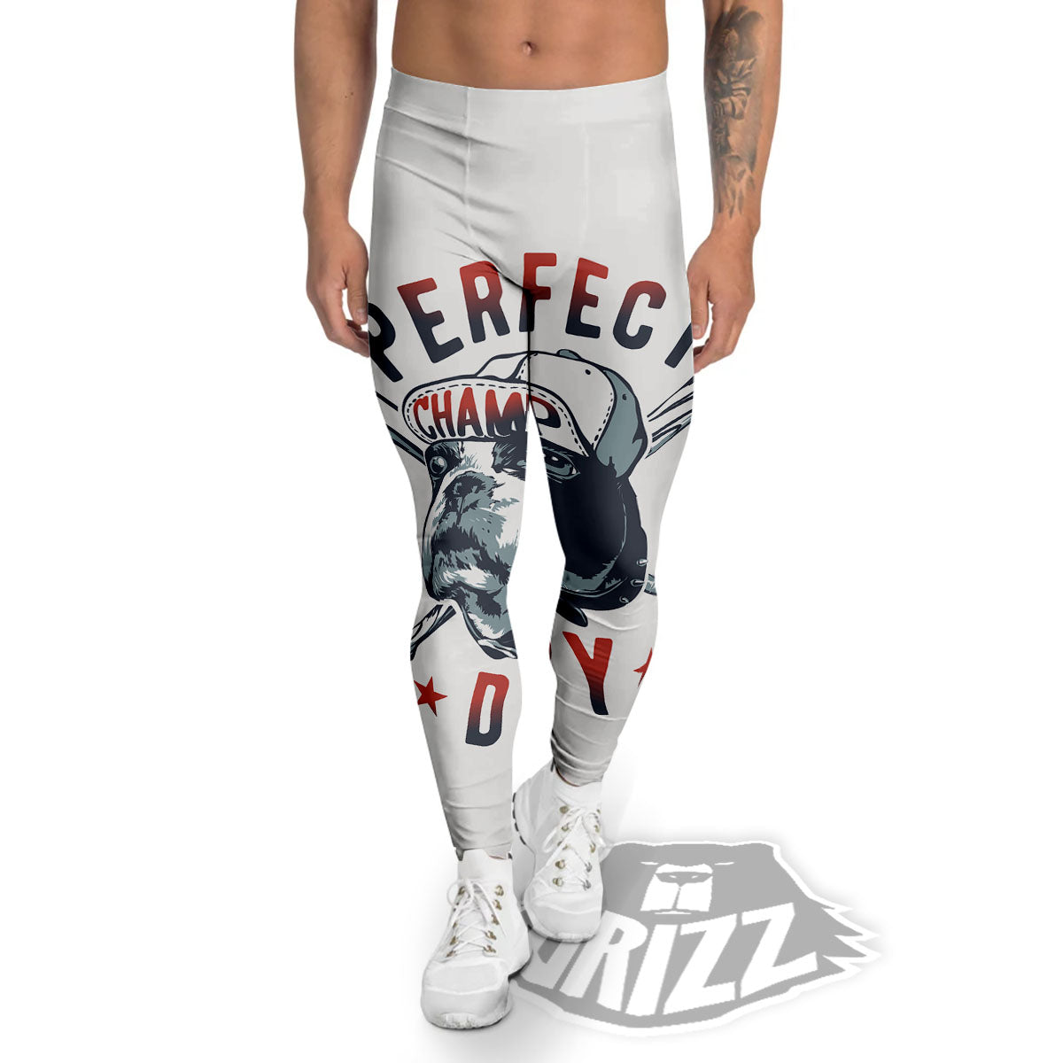Puppy French Bulldog And Baseball Print Men's Leggings-grizzshop