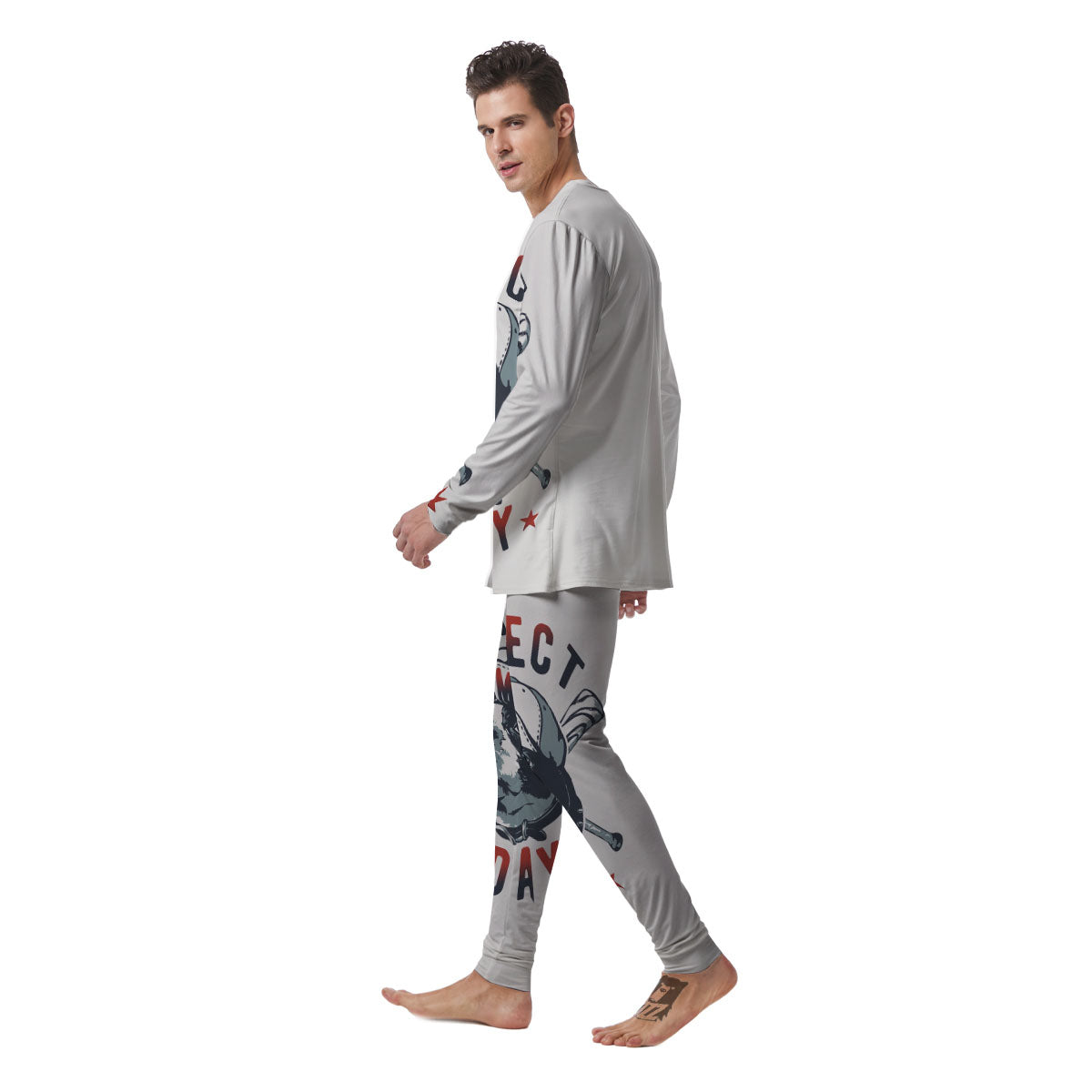 Puppy French Bulldog And Baseball Print Men's Pajamas-grizzshop