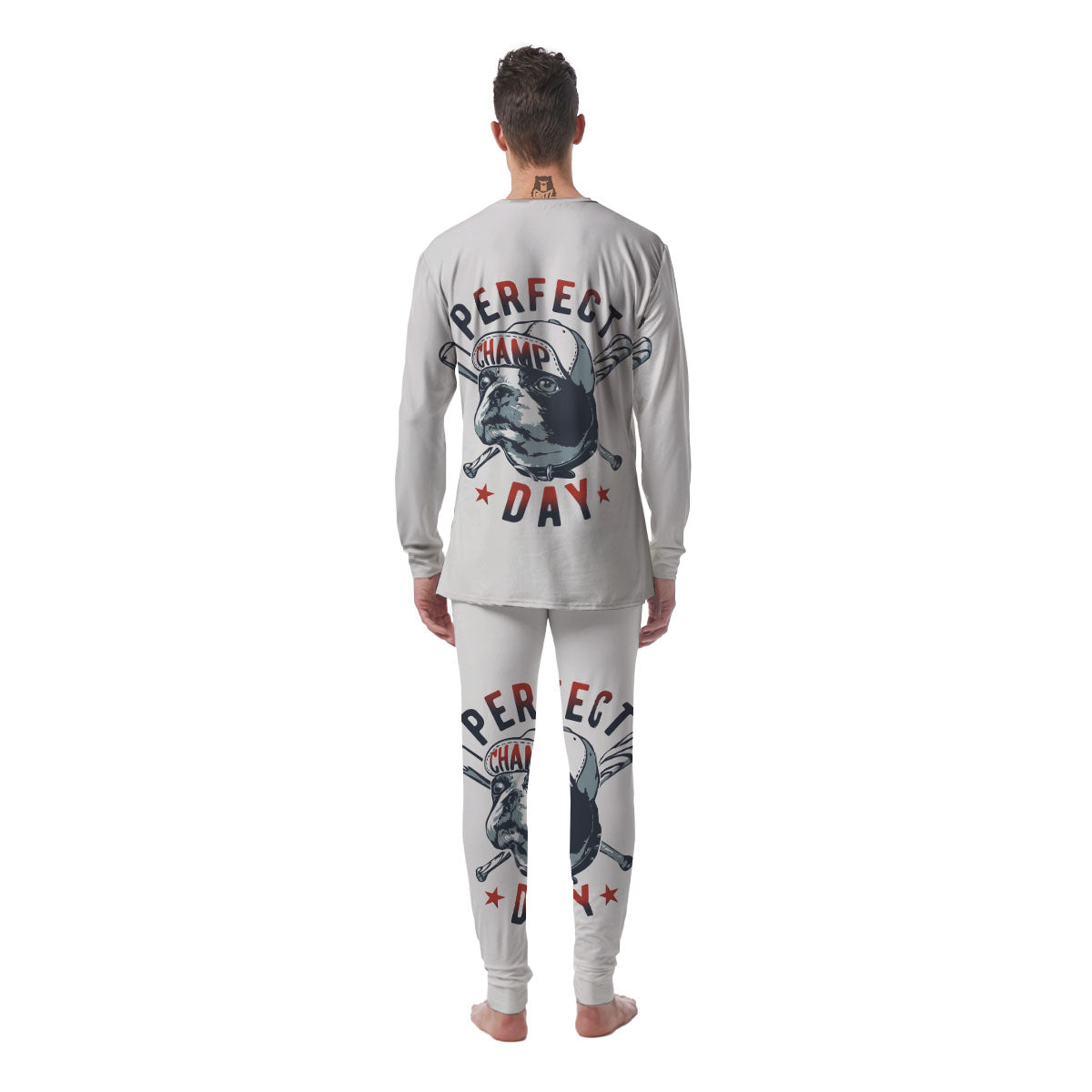 Puppy French Bulldog And Baseball Print Men's Pajamas-grizzshop