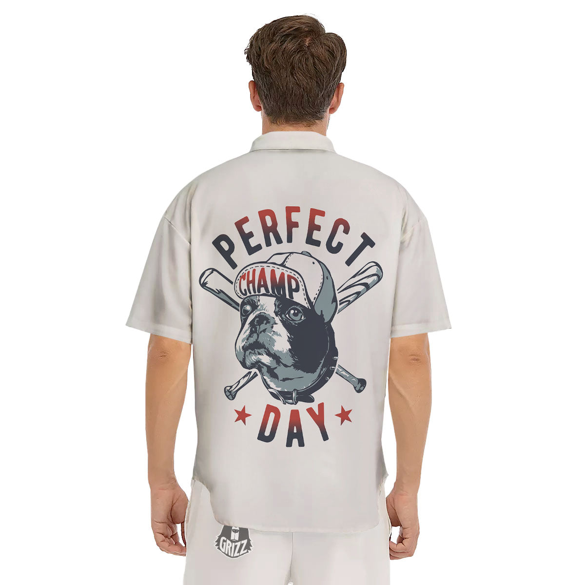 Puppy French Bulldog And Baseball Print Men's Short Sleeve Shirts-grizzshop