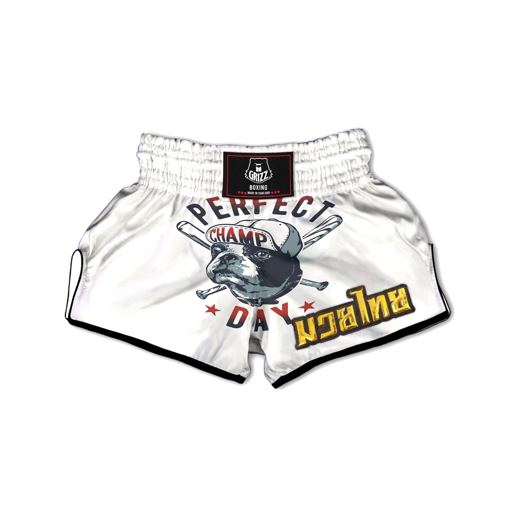 Puppy French Bulldog And Baseball Print Muay Thai Boxing Shorts-grizzshop