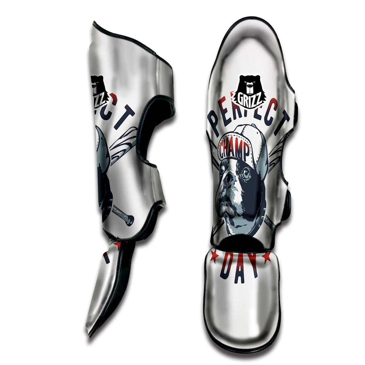 Puppy French Bulldog And Baseball Print Muay Thai Shin Guards-grizzshop