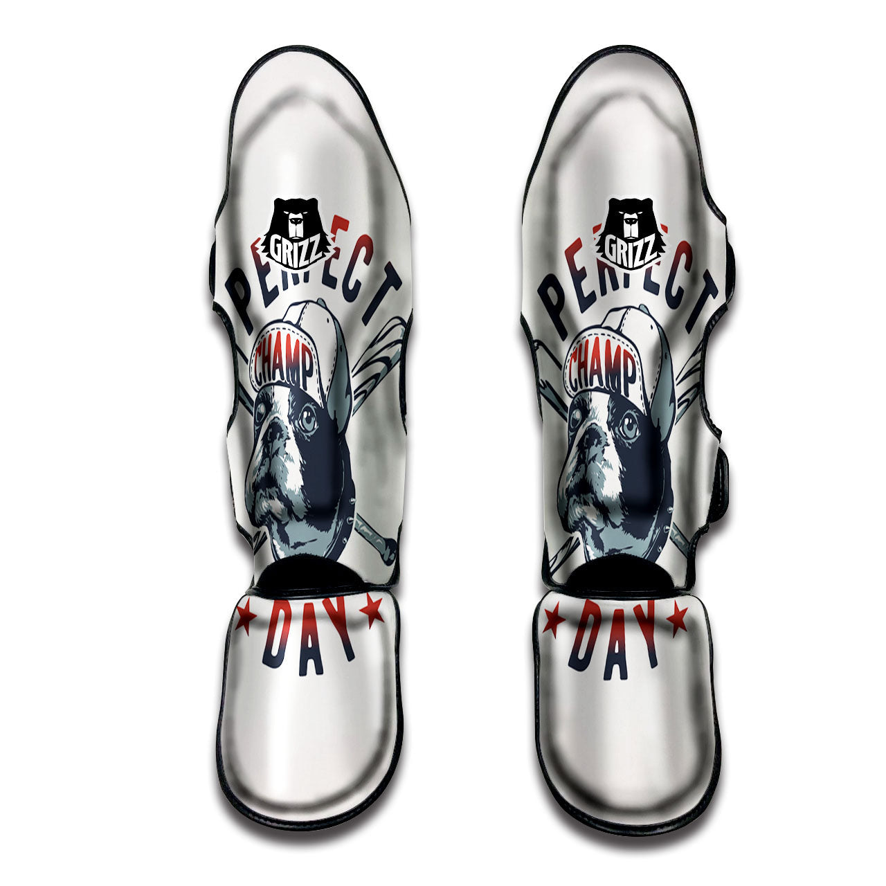 Puppy French Bulldog And Baseball Print Muay Thai Shin Guards-grizzshop