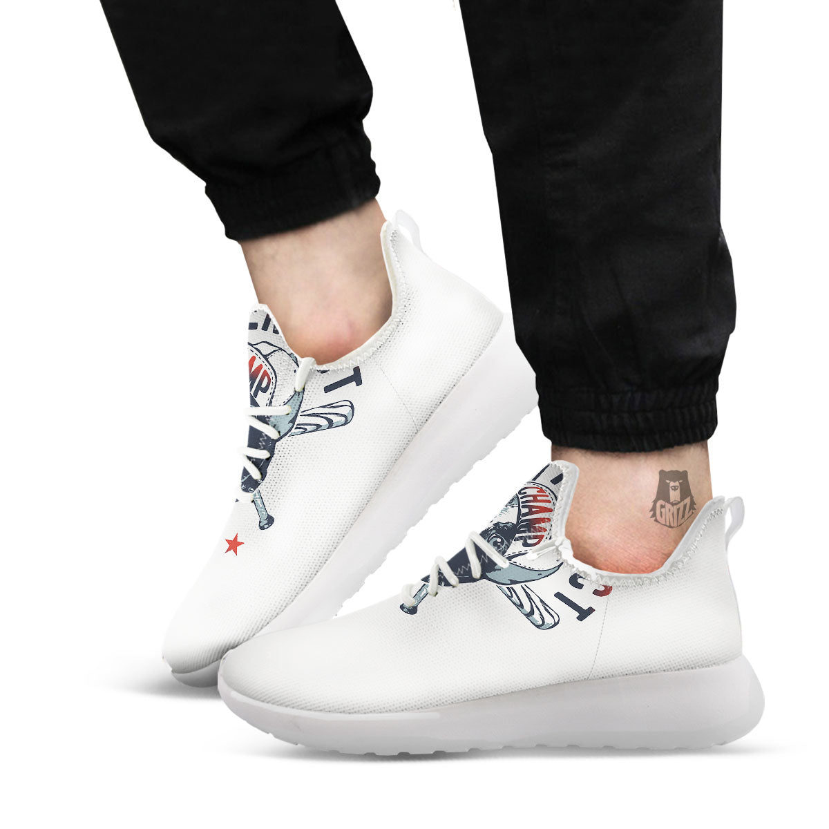 Puppy French Bulldog And Baseball Print White Athletic Shoes-grizzshop