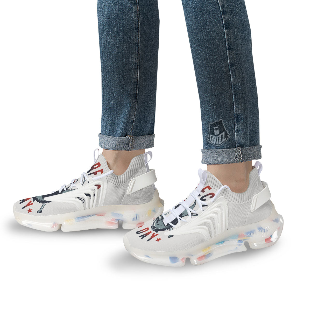Puppy French Bulldog And Baseball Print White Gym Shoes-grizzshop