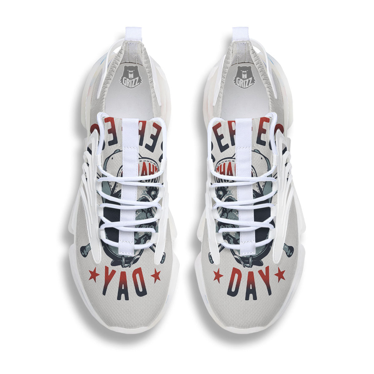 Puppy French Bulldog And Baseball Print White Gym Shoes-grizzshop