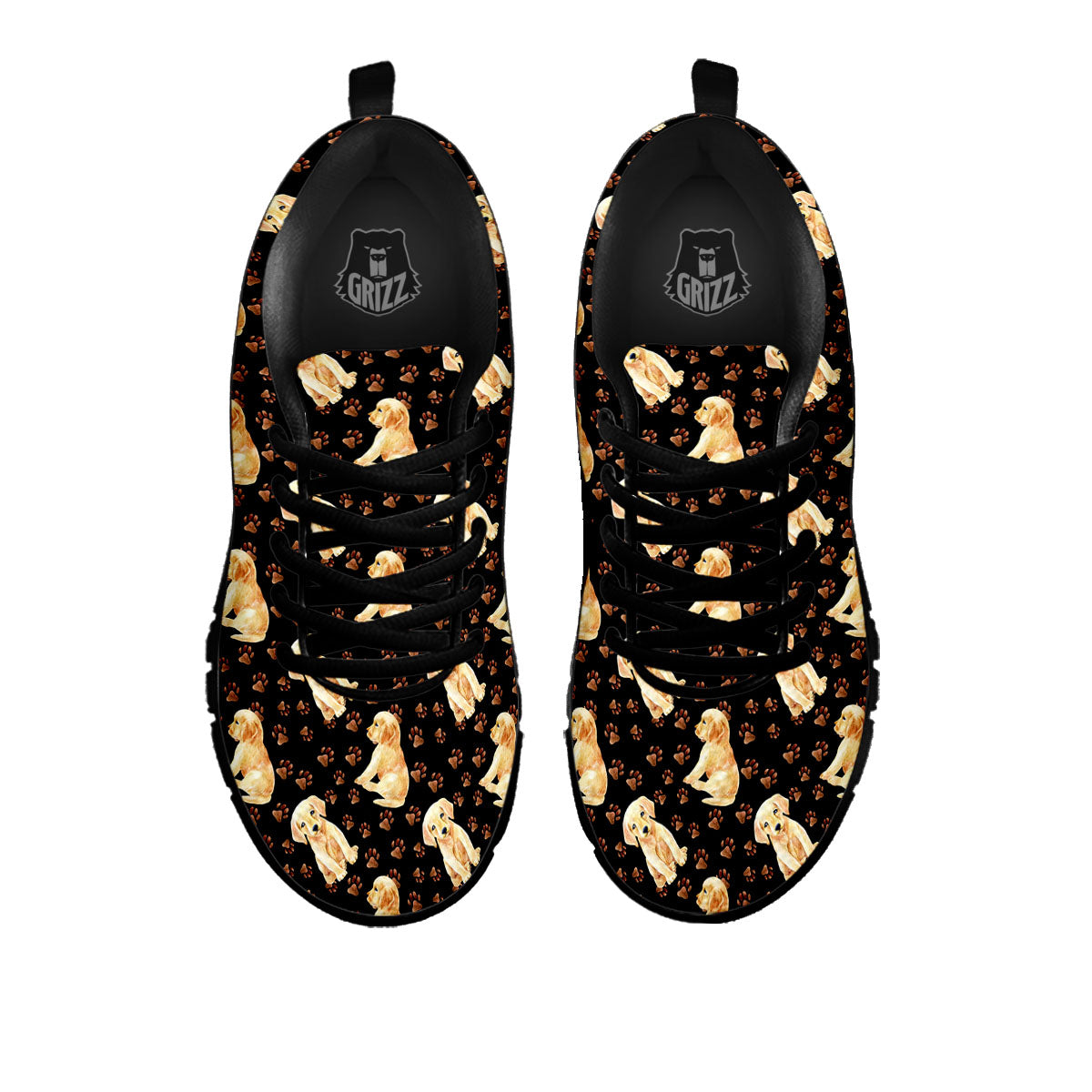 Puppy Labrador Retriever Print Pattern Black Sneaker-grizzshop