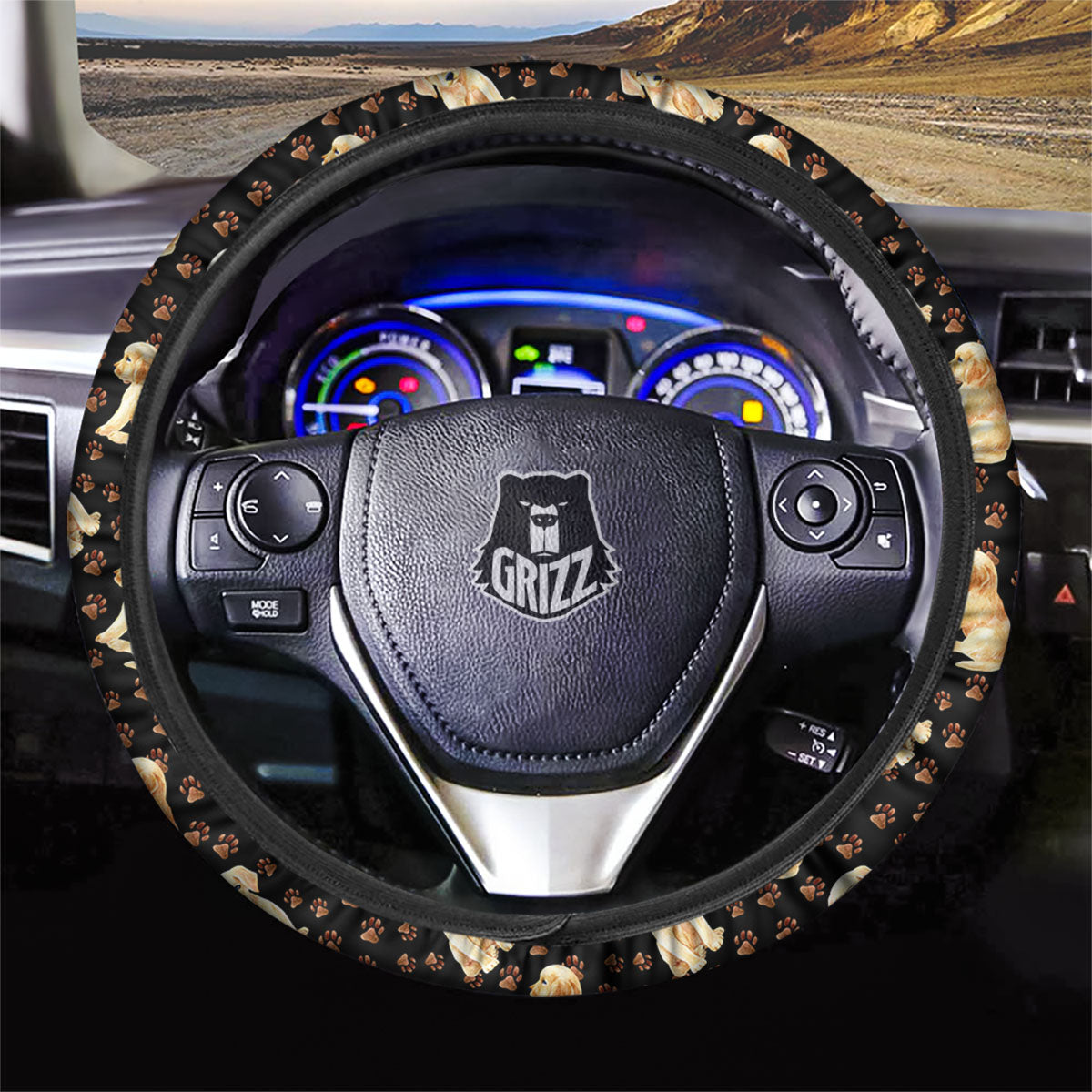 Puppy Labrador Retriever Print Pattern Car Steering Wheel Cover-grizzshop