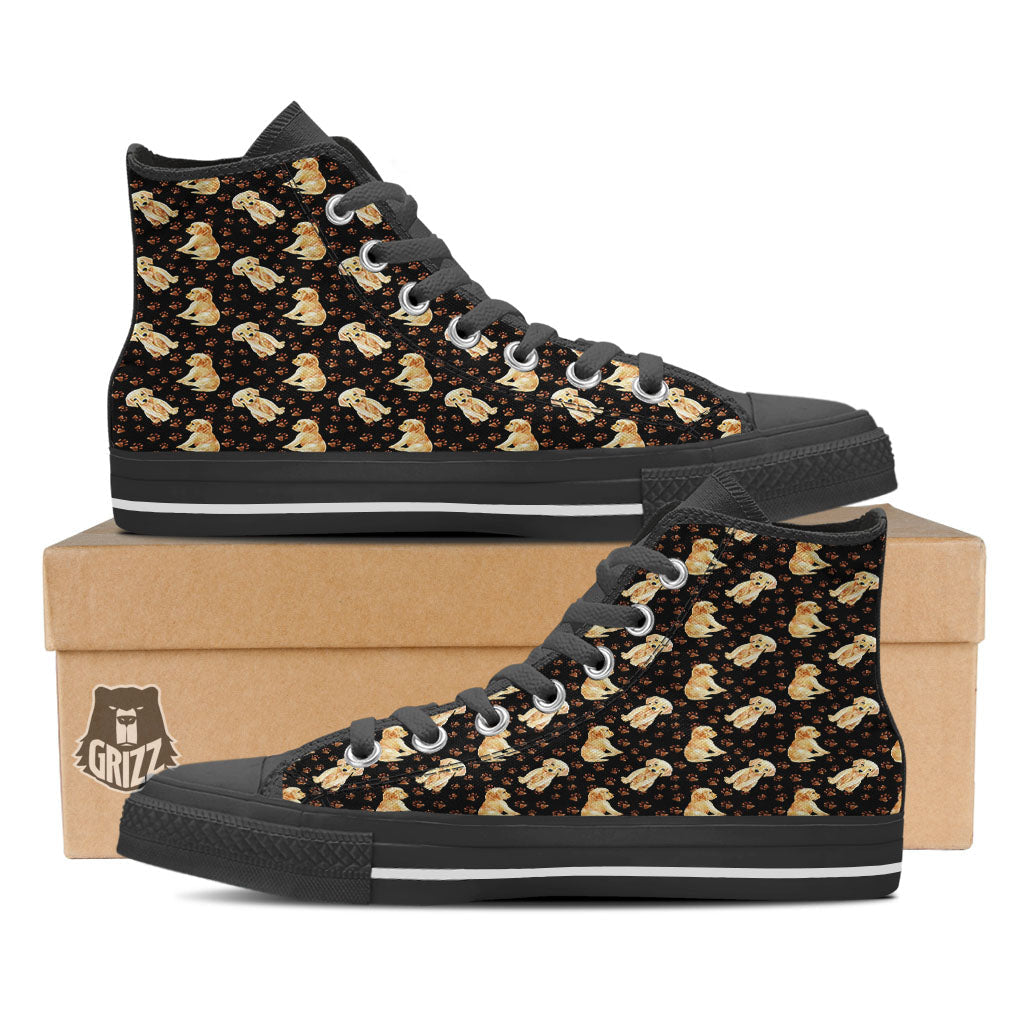 Puppy Labrador Retriever Print Pattern High Top Shoes-grizzshop