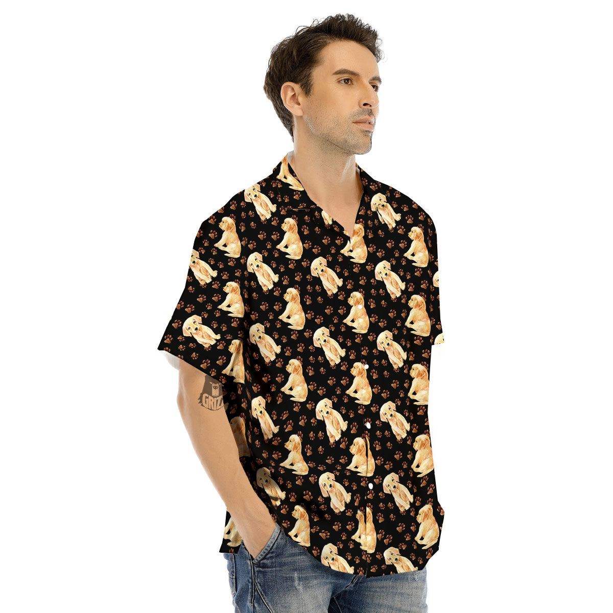 Puppy Labrador Retriever Print Pattern Men's Hawaiian Shirt-grizzshop