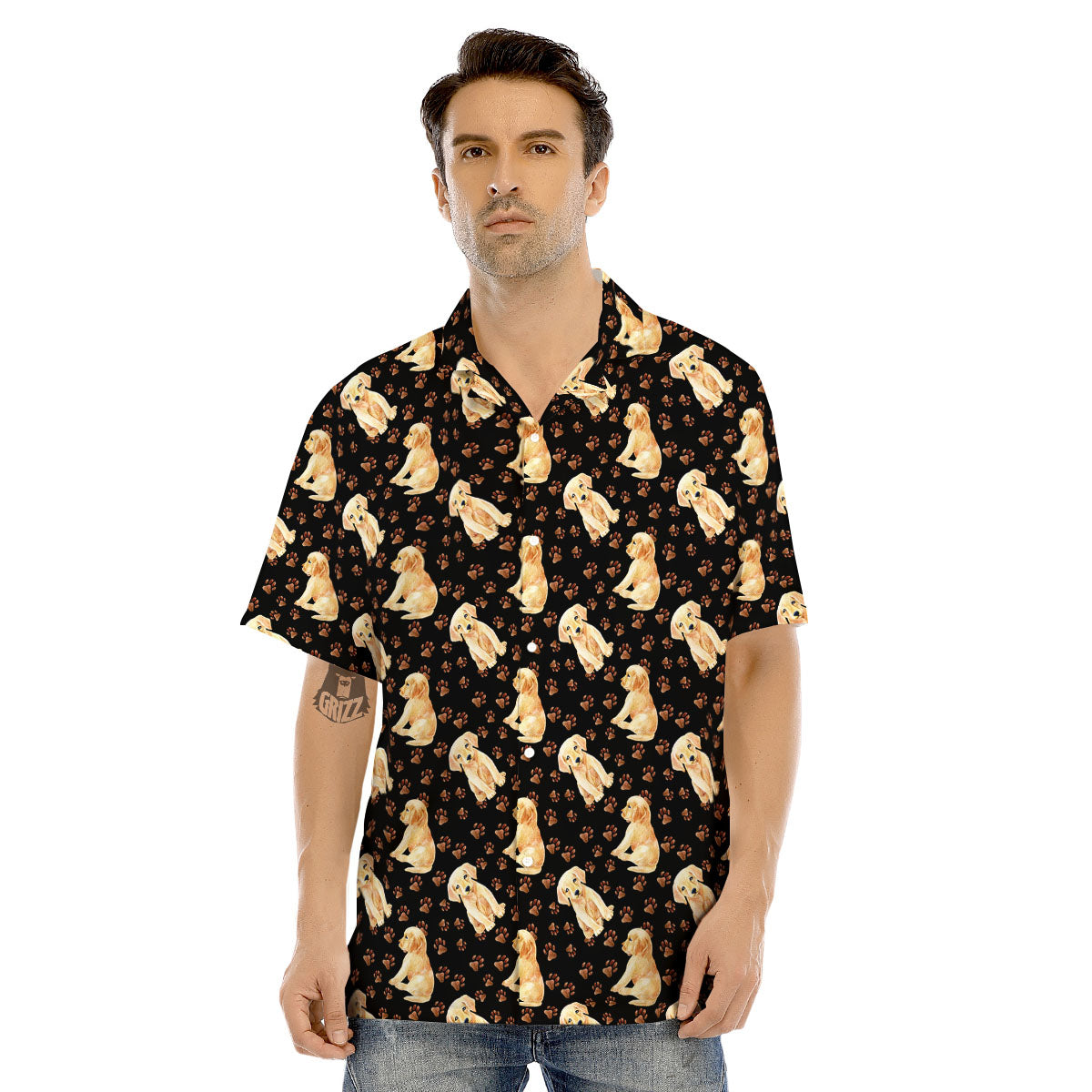 Puppy Labrador Retriever Print Pattern Men's Hawaiian Shirt-grizzshop
