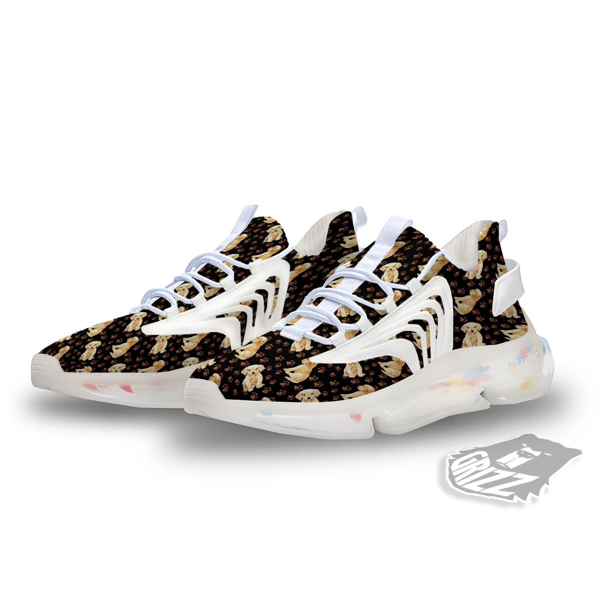 Puppy Labrador Retriever Print Pattern White Gym Shoes-grizzshop