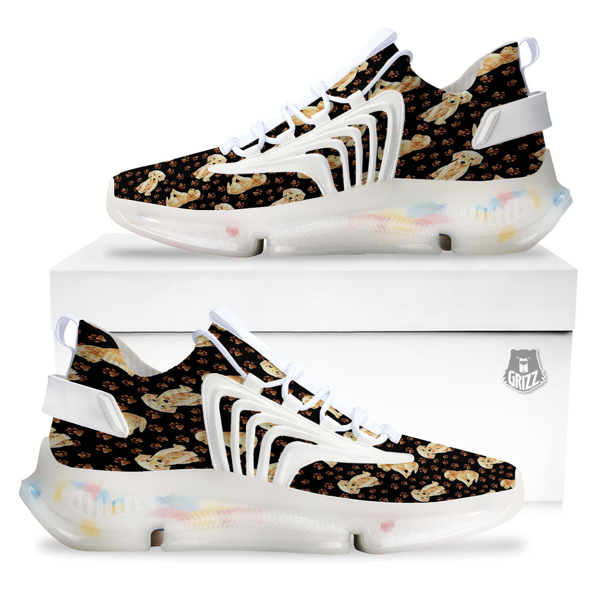 Puppy Labrador Retriever Print Pattern White Gym Shoes-grizzshop
