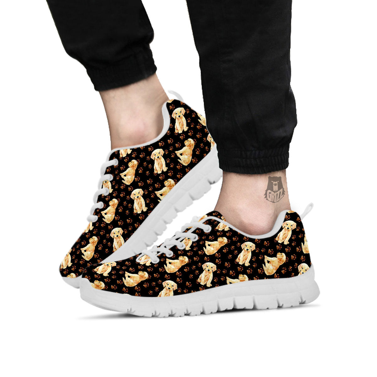 Puppy Labrador Retriever Print Pattern White Sneaker-grizzshop
