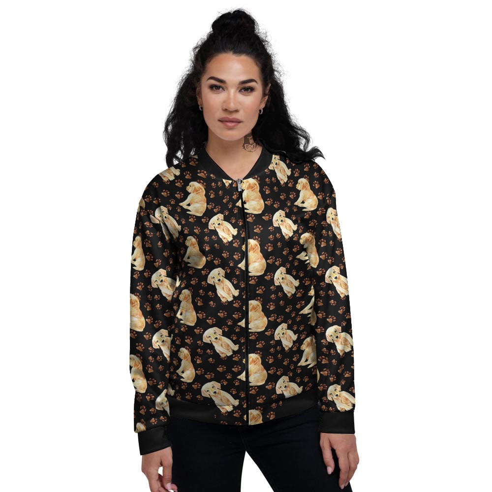 Puppy Labrador Retriever Print Pattern Women's Bomber Jacket-grizzshop