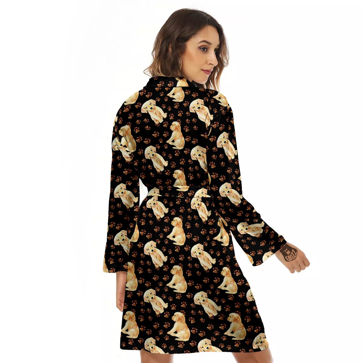Puppy Labrador Retriever Print Pattern Women's Robe-grizzshop
