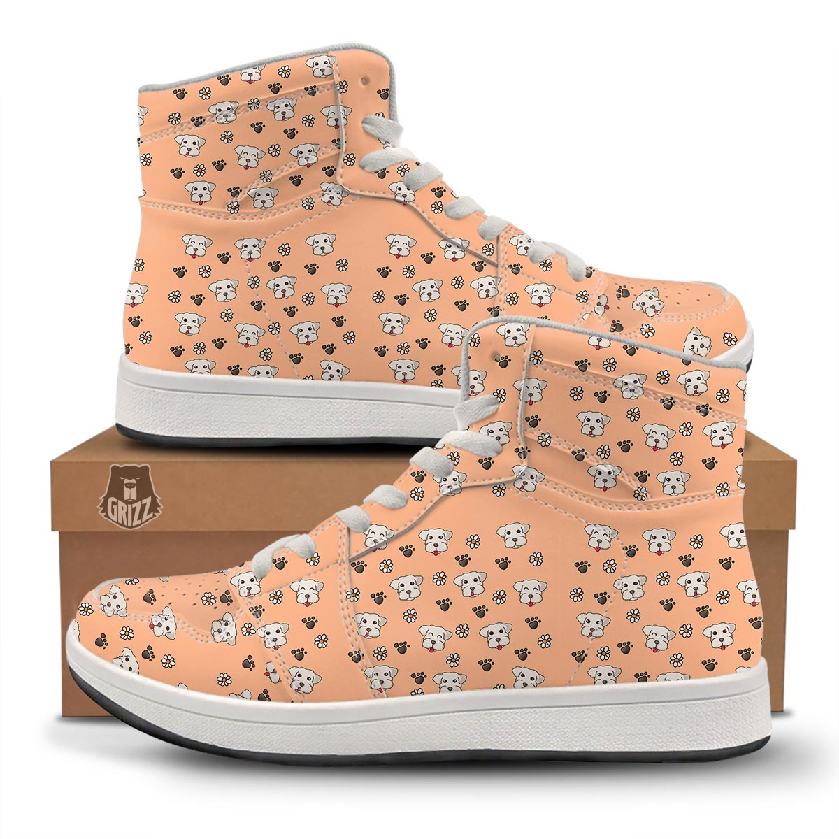 Puppy Shih Tzu Print Pattern High Top Sneakers-grizzshop