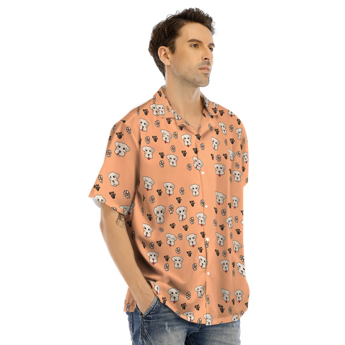 Puppy Shih Tzu Print Pattern Men's Hawaiian Shirt-grizzshop