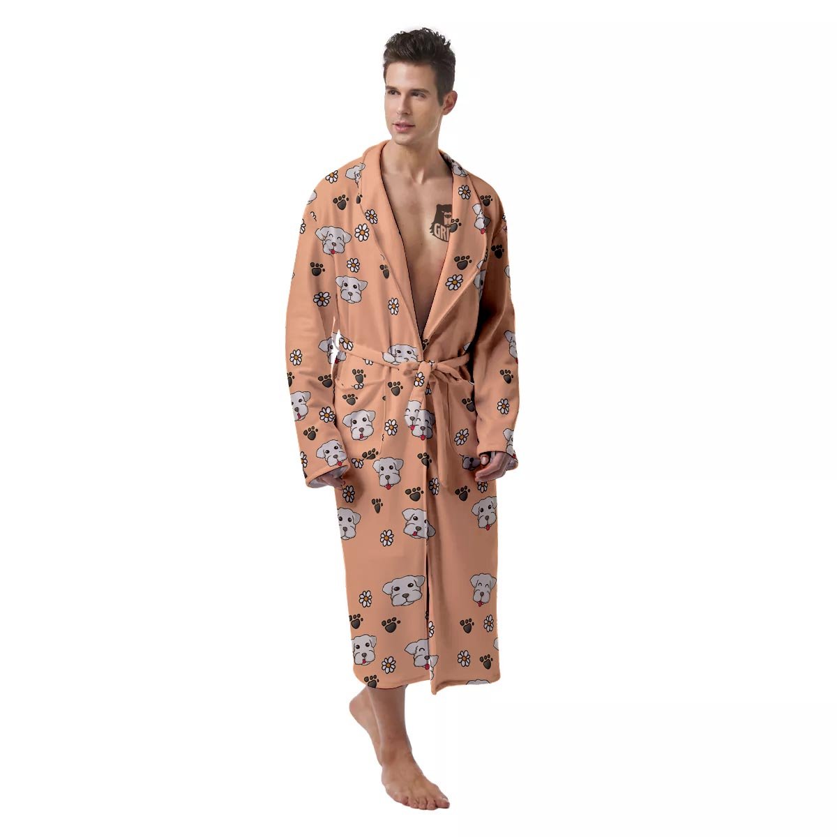 Puppy Shih Tzu Print Pattern Men's Robe-grizzshop