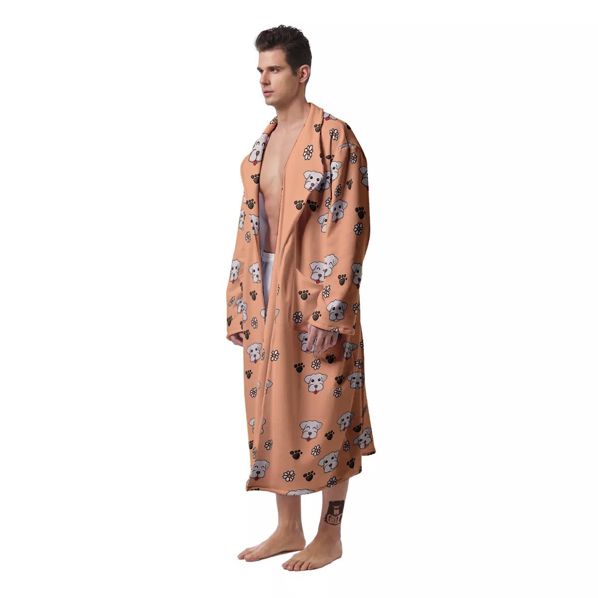 Puppy Shih Tzu Print Pattern Men's Robe-grizzshop