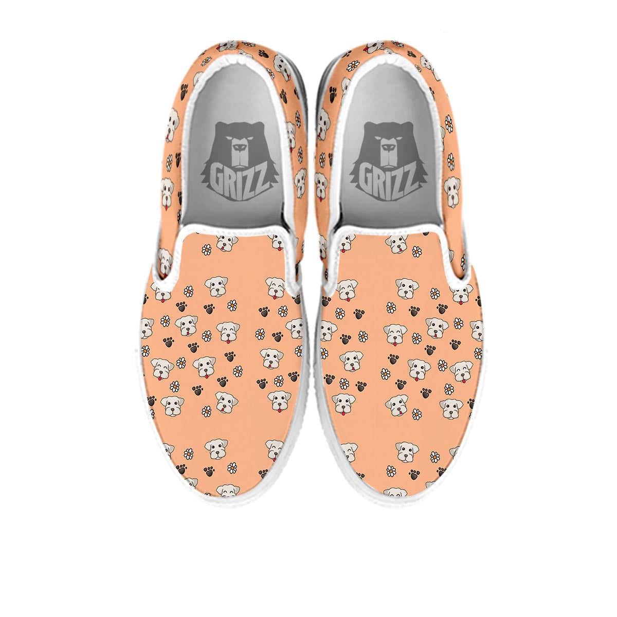 Puppy Shih Tzu Print Pattern White Slip On Shoes-grizzshop