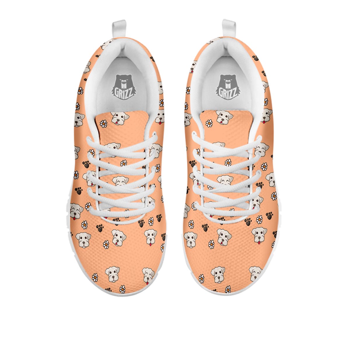 Puppy Shih Tzu Print Pattern White Sneaker-grizzshop
