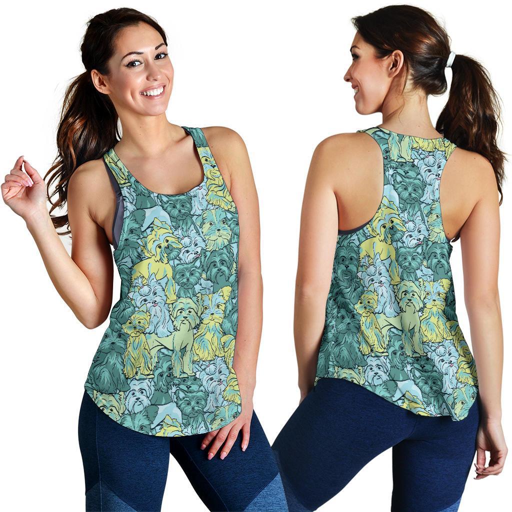 Puppy Yorkshire Terrier Dog Pattern Print Racerback Tank Tops-grizzshop