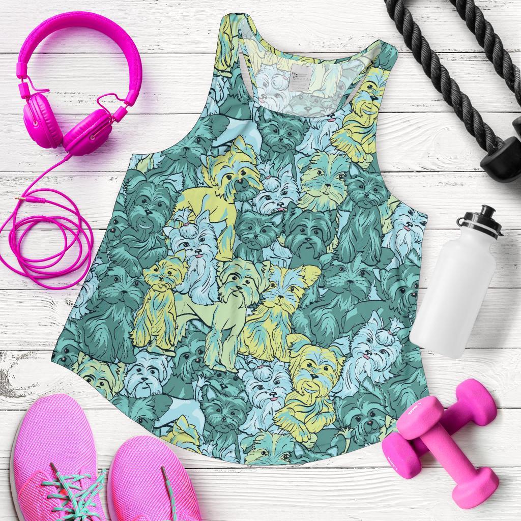 Puppy Yorkshire Terrier Dog Pattern Print Racerback Tank Tops-grizzshop
