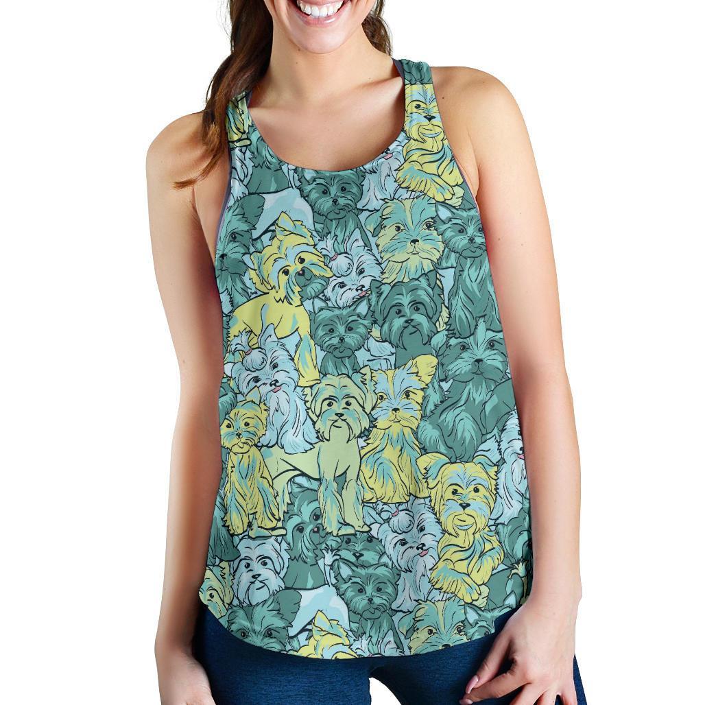 Puppy Yorkshire Terrier Dog Pattern Print Racerback Tank Tops-grizzshop