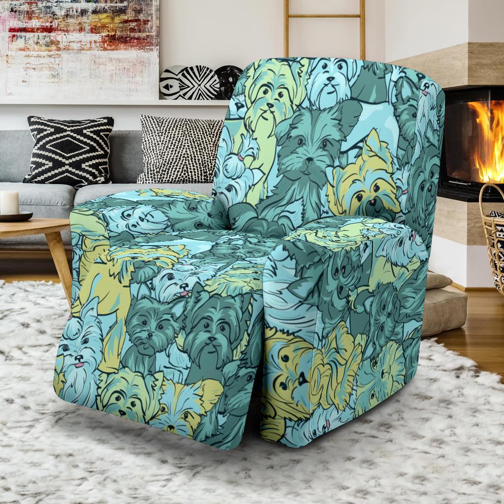 Puppy Yorkshire Terrier Dog Pattern Print Recliner Cover-grizzshop