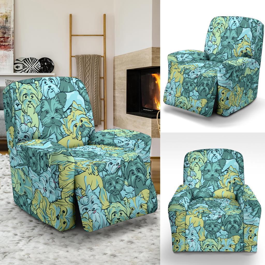 Puppy Yorkshire Terrier Dog Pattern Print Recliner Cover-grizzshop